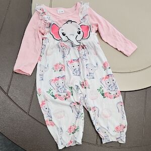 Super Cute Toddler Girl Pink Elephant Onesie NWOT Size 12-18 Months